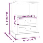 vidaXL Table de chevet chêne fumé 43x36x60 cm
