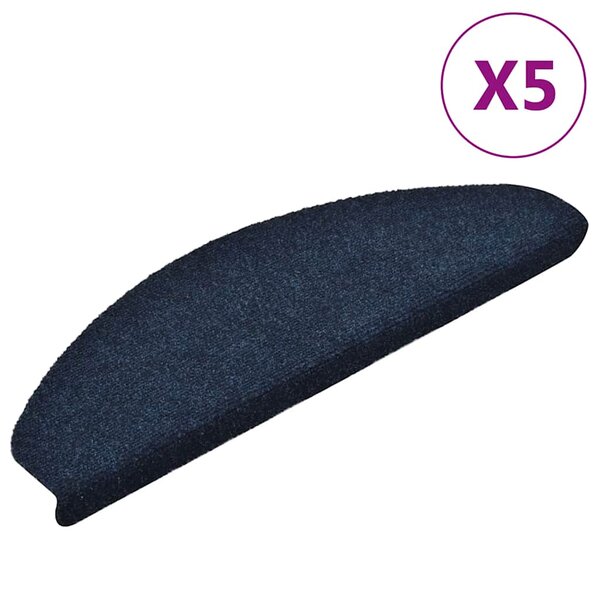 vidaXL Tapis d'escalier autocollants 5 pièces 65 x 21 x 4 cm Bleu marine Demi-rond Grand