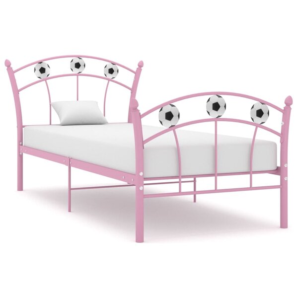 vidaXL Cadre de lit avec design de football Rose Métal 90x200 cm