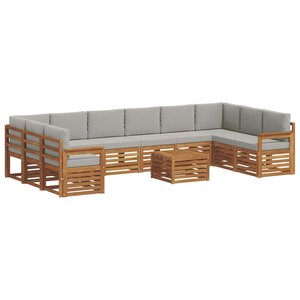 vidaXL Ensemble de canapés d'extérieur 11 Pièces Gris Naturel et Clair