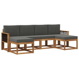 vidaXL Ensemble de canapés d'extérieur 6 pc Naturel et Anthracite