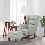 vidaXL Chaise à bascule avec pieds en bois et tabouret Gris clair