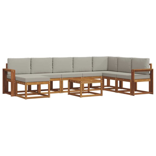 vidaXL Ensemble de canapés d'extérieur 9 pc Gris Naturel et Clair