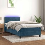vidaXL Sommier à lattes de lit et matelas et LED Bleu foncé 90x190 cm