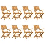 vidaXL Chaises de jardin pliantes lot de 8 55x61x90cm bois massif teck