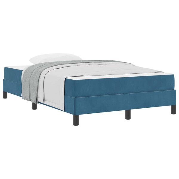 vidaXL Lit à ressorts avec matelas Bleu foncé 120 x 220 cm tissu
