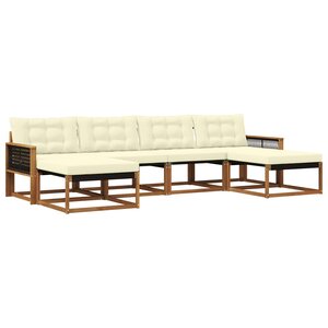 vidaXL Ensemble de canapés d'extérieur 6 pc Naturel et Crème