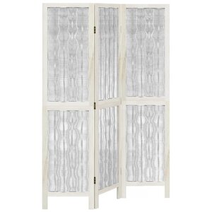 vidaXL Cloison de séparation 3 panneaux blanc bois de paulownia massif