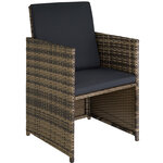 Tectake Salon de jardin BILBAO 8 places avec housse de protection - marron naturel