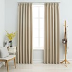 Vidaxl rideaux occultants avec crochets 2 pièces beige 140x175 cm
