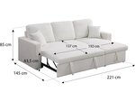 Canapé d'angle convertible/reversible avec coffre "Alain" - 3 places - Bouclettes -  Blanc