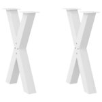 vidaXL Pieds de table à manger en forme de X  2 pièces  blanc  60 x (72-73) cm  acier