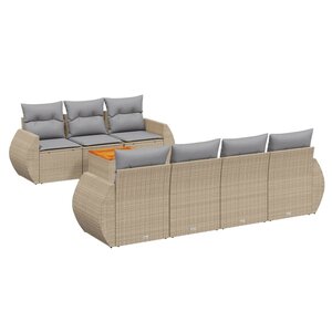 vidaXL Salon de jardin avec coussins 8 Pièces beige résine tressée