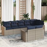 vidaXL Salon de jardin 8 Pièces avec coussins gris résine tressée