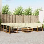 vidaXL Ensemble de canapés d'extérieur 10 Pièces Naturel et Crème
