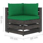 vidaXL Salon de jardin 8 Pièces avec coussins Bois imprégné de gris