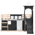 vidaXL Lit superposé sans matelas avec toboggan blanc noir 90x190 cm