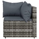 vidaXL Salon de jardin 4 Pièces avec coussins Gris Résine tressée