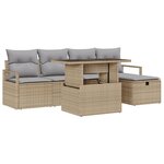 Ensemble de 6 pièces de canapés de jardin avec coussins beige poly rotin