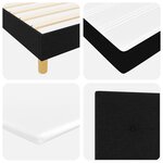 vidaXL Lit à Ressorts avec Matelas Crème 90x200 cm Tissu Noir