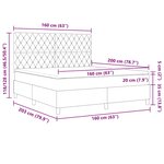 Lit Box Spring vidaXL avec Matelas & LED Noir 160x200 cm Velours