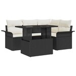 vidaXL Ensemble de canapé de jardin avec coussin 5 Pièces Noir Poly rotin