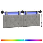 vidaXL Tête de lit suspendue Avec lumière LED Gris clair Velours