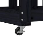 vidaXL Porte-bûches avec roulettes noir 40x49x110 cm bois massif pin