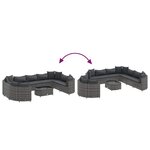 vidaXL Salon de jardin avec coussins 10 Pièces gris résine tressée