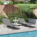 vidaXL Chaise longue pliante 2 Pièces Gris 56 x 189 x 87 cm tissu