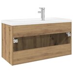 vidaXL Meuble lavabo et bassin intégré chêne artisanal bois ingénierie