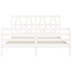 vidaXL Cadre de lit avec tête de lit blanc King Size bois massif