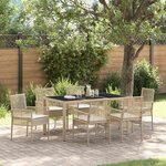 vidaXL Ensemble de salle à manger pour jardin 7 Pièces Beige Poly rotin