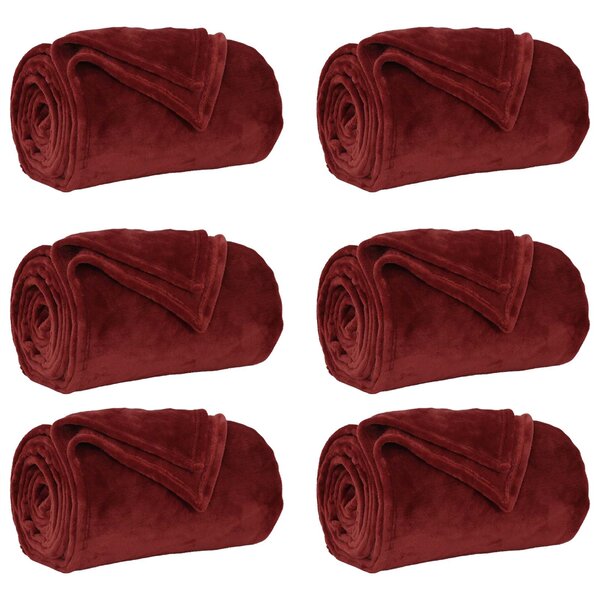 vidaXL Couvertures à jeter 6 Pièces Rouge Bordeaux 240 x 270 cm Toison