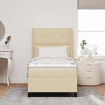 vidaXL Lit à ressort LED avec matelas Crème 90 x 190 cm tissu