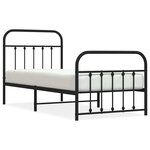 vidaXL Cadre de lit métal sans matelas avec pied de lit noir 90x190 cm