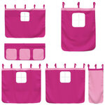 vidaXL Lit superposé avec toboggan et rideaux rose 90x200 cm