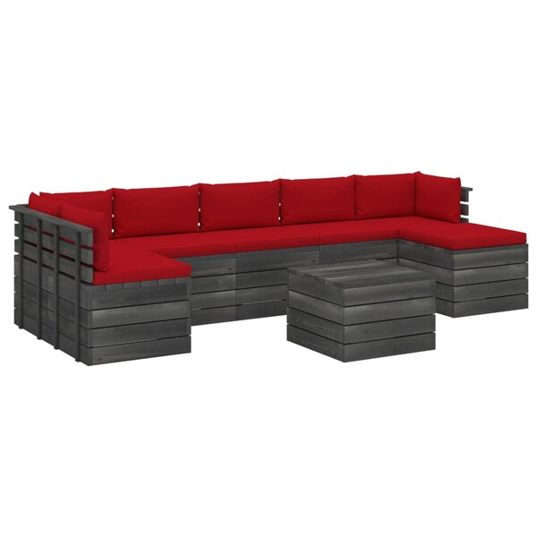 vidaXL Salon palette de jardin 8 Pièces avec coussins Bois de pin massif