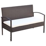 vidaXL Salon de jardin 4 Pièces avec coussins Résine tressée Marron