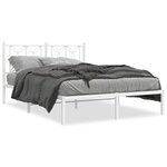 vidaXL Cadre de lit métal sans matelas et tête de lit blanc 135x190 cm