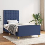 vidaXL Cadre de lit avec tête de lit Bleu 90x190 cm Tissu