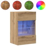 vidaXL Meubles muraux avec lumières LED pour TV 2 Pièces chêne artisanal