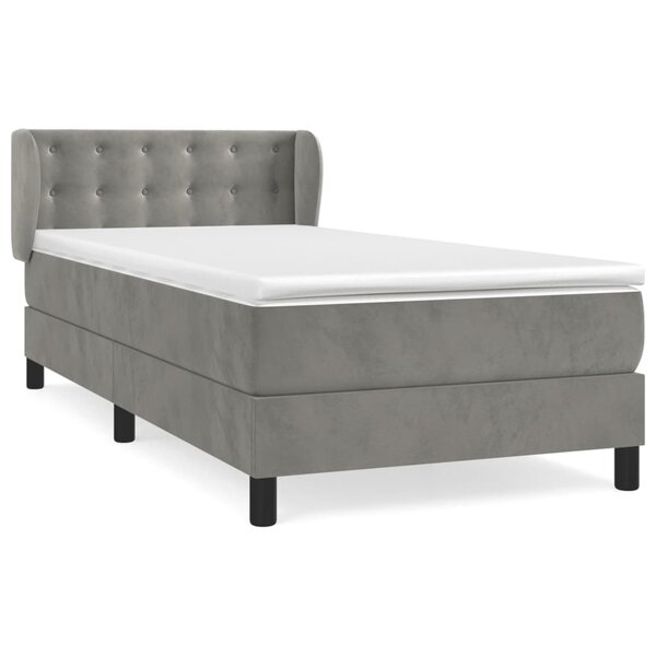 vidaXL Sommier à lattes de lit et matelas Gris clair 90x200 cm Velours