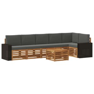 vidaXL Ensemble de canapés d'extérieur 7 pc Naturel et Anthracite