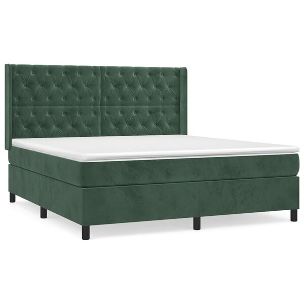 vidaXL Sommier à lattes de lit et matelas Vert foncé 160x200cm Velours