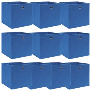 vidaXL Boîtes de rangement 10 Pièces Bleu 32x32x32 cm Tissu