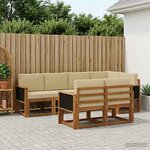 vidaXL Ensemble de canapés d'extérieur 7 Pièces Naturel et Beige