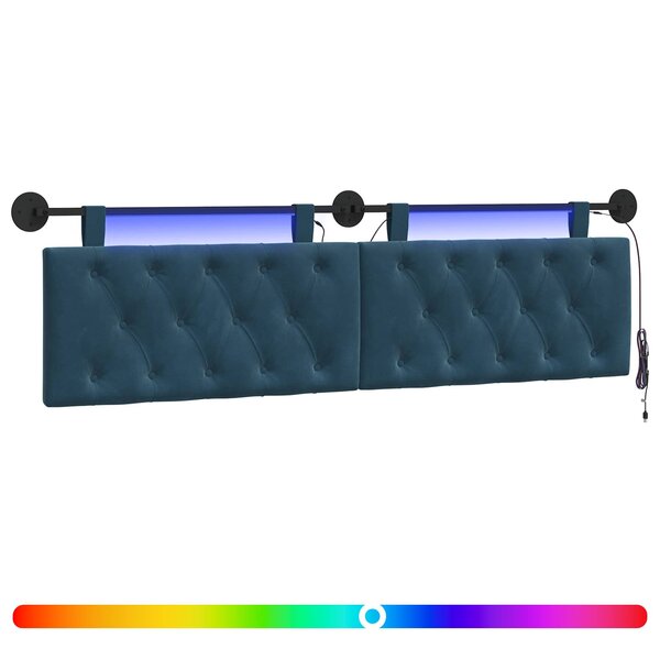 vidaXL Tête de lit suspendue Bleu Velours