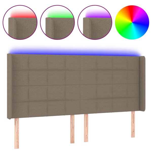 vidaXL Tête de lit à LED Taupe 163x16x118/128 cm Tissu