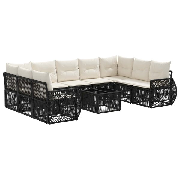 vidaXL Ensemble de canapé de jardin 10 Pièces Noir et blanc crème